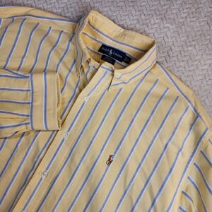 Ralph Lauren Blake XL Yellow Blue Striped Button Down Shirt Menswear Classic